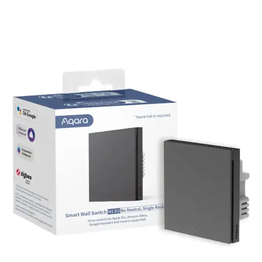 Aqara Smart Wall Switch H1 EU Grey Single Rocker, No Neutral (Zigbee)