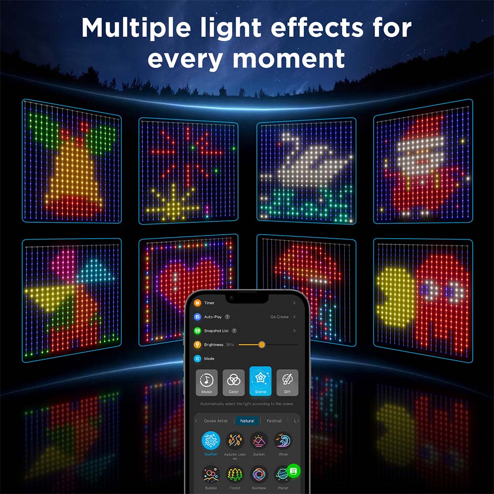 Светильник Govee Curtain Lights Netflix (1,5x1,5m) — изображение 13