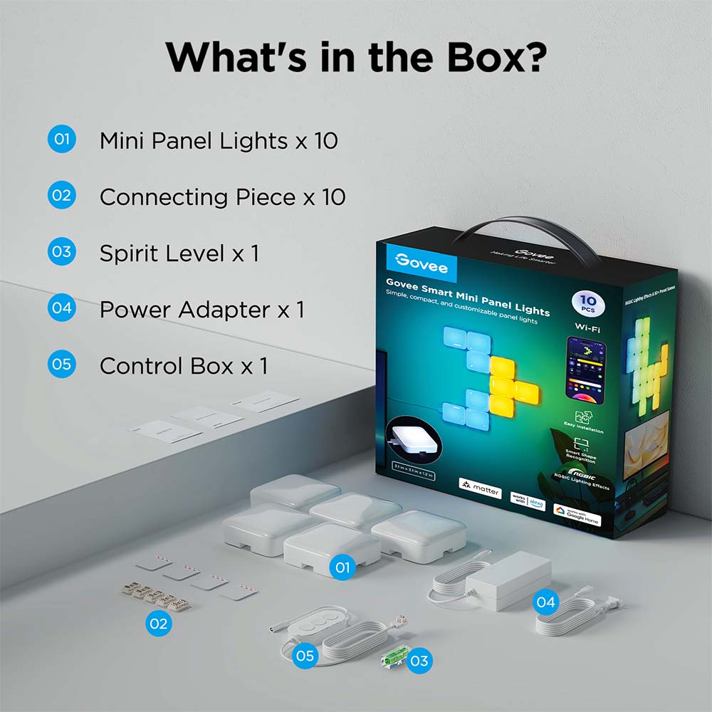 Govee Smart Mini Panel Lights (10-pack) - Image 2