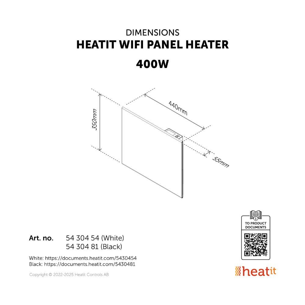 Heatit WiFi Panel Heater 400W - White - Image 6