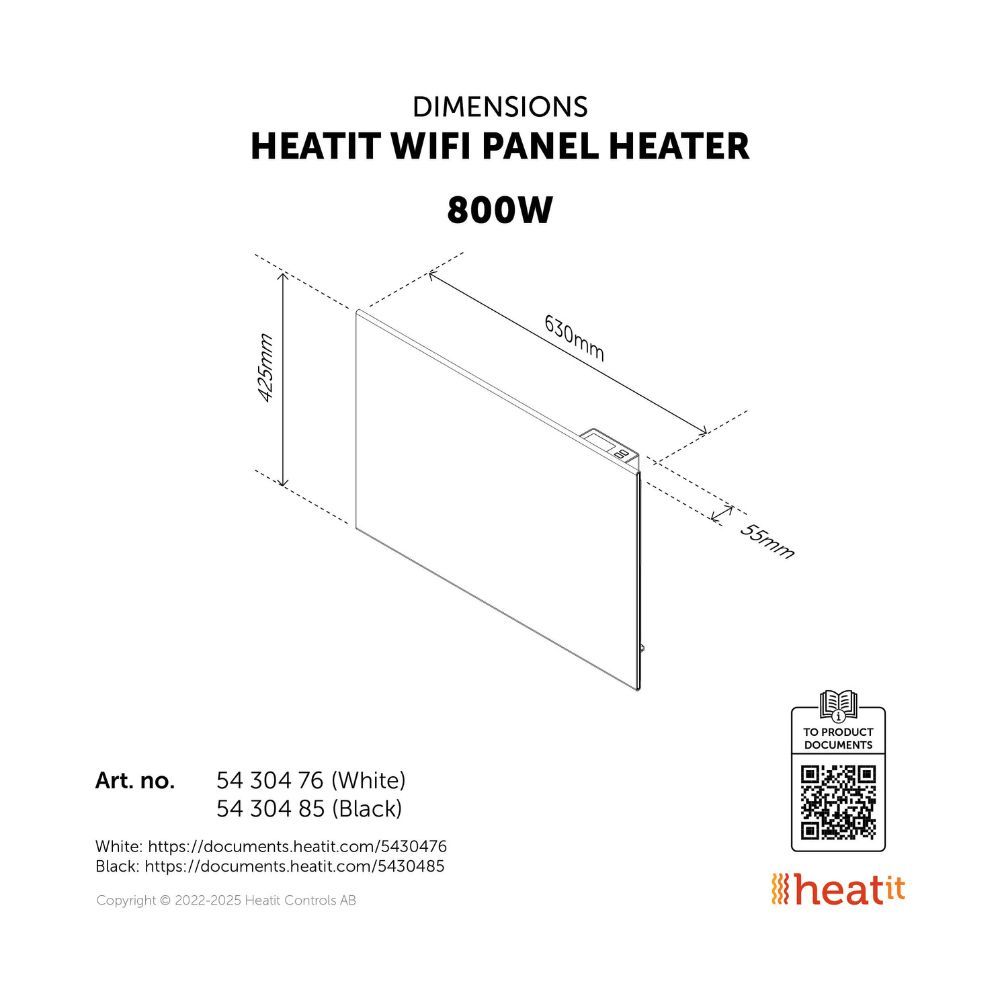 Heatit WiFi Panel Heater 800W - White - Image 4