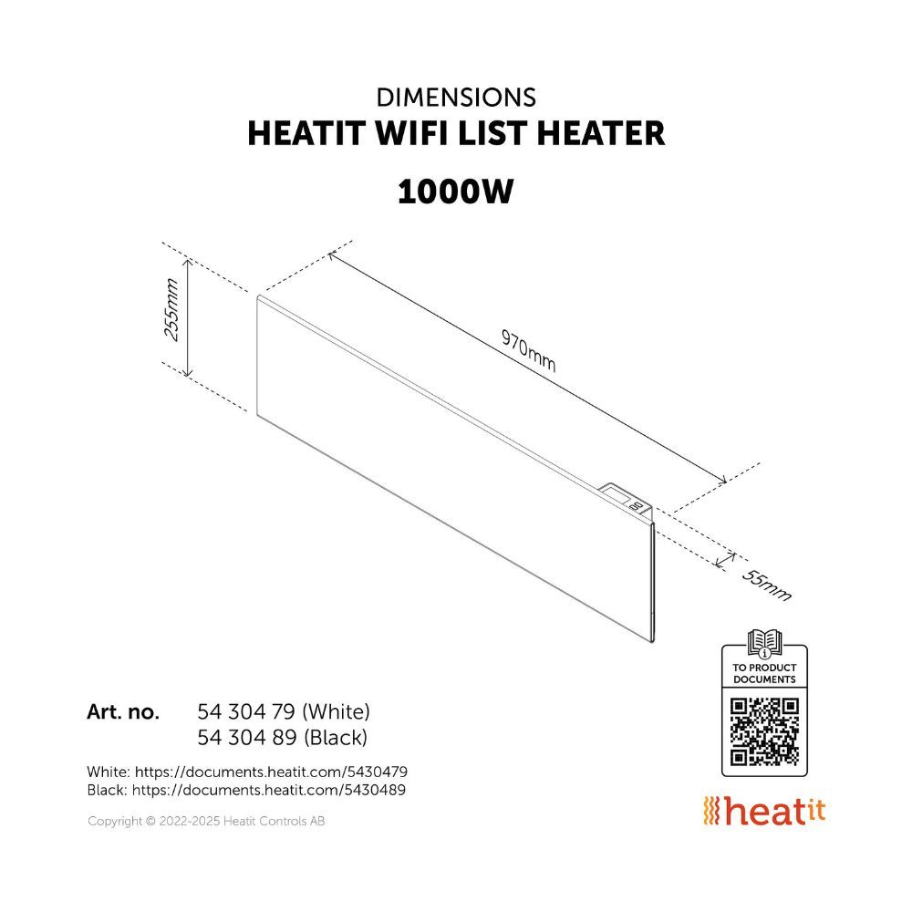Heatit WiFi Panel Heater 1000W list - Black - Image 12