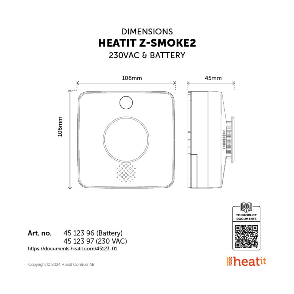 Heatit Z-Smoke2 Detector 230VAC - Image 2